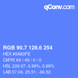 カラーコード: RGB 90.7 128.6 254 | qconv.com