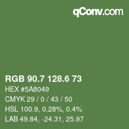 カラーコード: RGB 90.7 128.6 73 | qconv.com