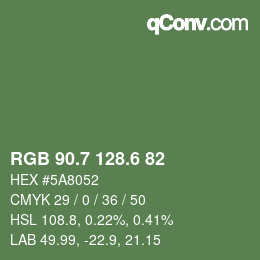 カラーコード: RGB 90.7 128.6 82 | qconv.com