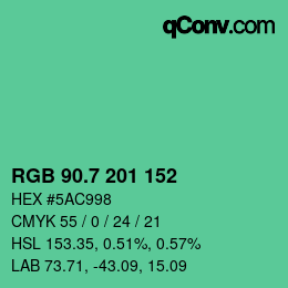 カラーコード: RGB 90.7 201 152 | qconv.com