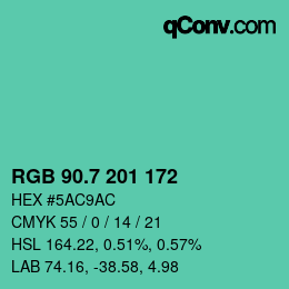 カラーコード: RGB 90.7 201 172 | qconv.com
