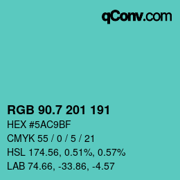 カラーコード: RGB 90.7 201 191 | qconv.com