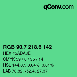 カラーコード: RGB 90.7 218.6 142 | qconv.com