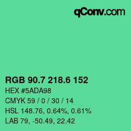 カラーコード: RGB 90.7 218.6 152 | qconv.com
