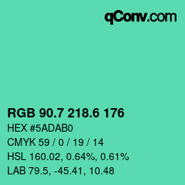 カラーコード: RGB 90.7 218.6 176 | qconv.com