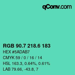 カラーコード: RGB 90.7 218.6 183 | qconv.com