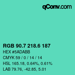 カラーコード: RGB 90.7 218.6 187 | qconv.com