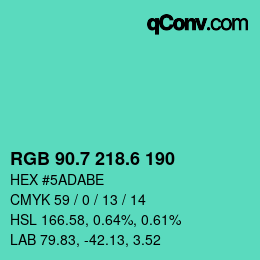 カラーコード: RGB 90.7 218.6 190 | qconv.com