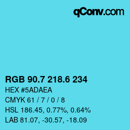 カラーコード: RGB 90.7 218.6 234 | qconv.com