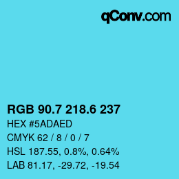カラーコード: RGB 90.7 218.6 237 | qconv.com