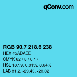 カラーコード: RGB 90.7 218.6 238 | qconv.com