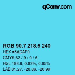 カラーコード: RGB 90.7 218.6 240 | qconv.com