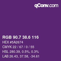 カラーコード: RGB 90.7 38.6 116 | qconv.com