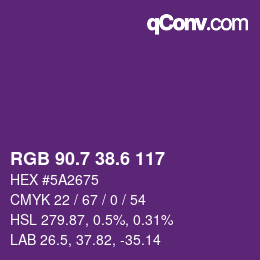 カラーコード: RGB 90.7 38.6 117 | qconv.com