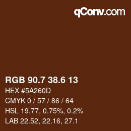 カラーコード: RGB 90.7 38.6 13 | qconv.com