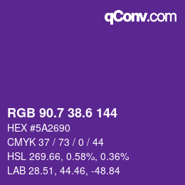 カラーコード: RGB 90.7 38.6 144 | qconv.com