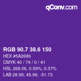 カラーコード: RGB 90.7 38.6 150 | qconv.com
