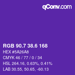 カラーコード: RGB 90.7 38.6 168 | qconv.com