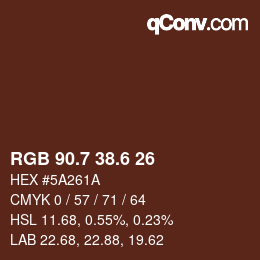カラーコード: RGB 90.7 38.6 26 | qconv.com