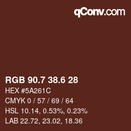 カラーコード: RGB 90.7 38.6 28 | qconv.com