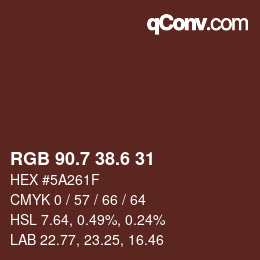 カラーコード: RGB 90.7 38.6 31 | qconv.com