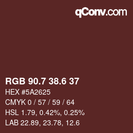 カラーコード: RGB 90.7 38.6 37 | qconv.com