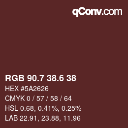 カラーコード: RGB 90.7 38.6 38 | qconv.com