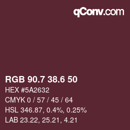 カラーコード: RGB 90.7 38.6 50 | qconv.com