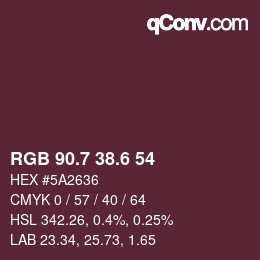 カラーコード: RGB 90.7 38.6 54 | qconv.com