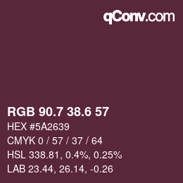 カラーコード: RGB 90.7 38.6 57 | qconv.com