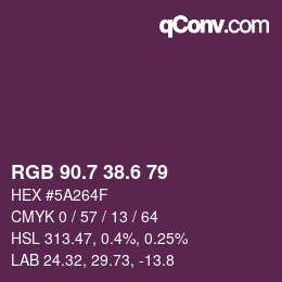 カラーコード: RGB 90.7 38.6 79 | qconv.com