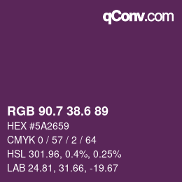 カラーコード: RGB 90.7 38.6 89 | qconv.com