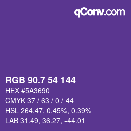 カラーコード: RGB 90.7 54 144 | qconv.com