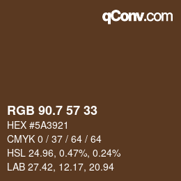 カラーコード: RGB 90.7 57 33 | qconv.com