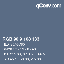 カラーコード: RGB 90.9 108 133 | qconv.com