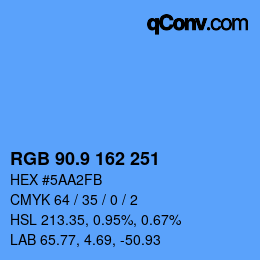 カラーコード: RGB 90.9 162 251 | qconv.com