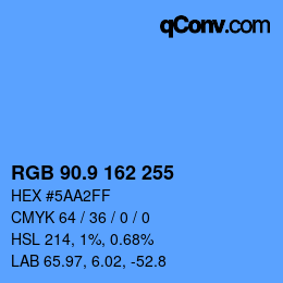 カラーコード: RGB 90.9 162 255 | qconv.com