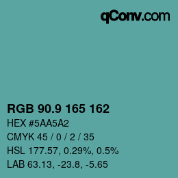 カラーコード: RGB 90.9 165 162 | qconv.com
