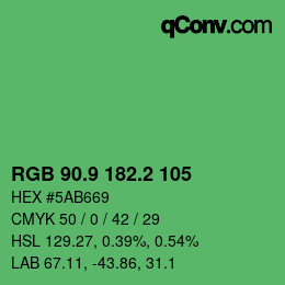 カラーコード: RGB 90.9 182.2 105 | qconv.com