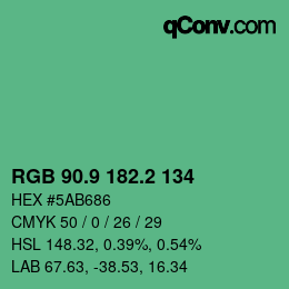 カラーコード: RGB 90.9 182.2 134 | qconv.com