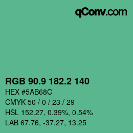 カラーコード: RGB 90.9 182.2 140 | qconv.com