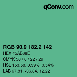 カラーコード: RGB 90.9 182.2 142 | qconv.com