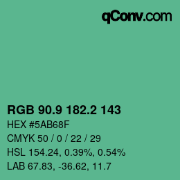 カラーコード: RGB 90.9 182.2 143 | qconv.com