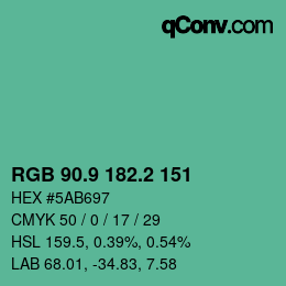 カラーコード: RGB 90.9 182.2 151 | qconv.com