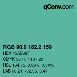 カラーコード: RGB 90.9 182.2 159 | qconv.com