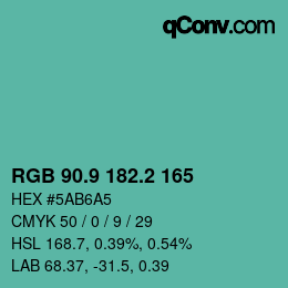 カラーコード: RGB 90.9 182.2 165 | qconv.com