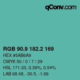 Color code: RGB 90.9 182.2 169 | qconv.com