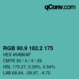カラーコード: RGB 90.9 182.2 175 | qconv.com