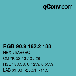 Color code: RGB 90.9 182.2 188 | qconv.com