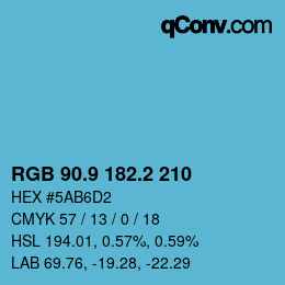カラーコード: RGB 90.9 182.2 210 | qconv.com